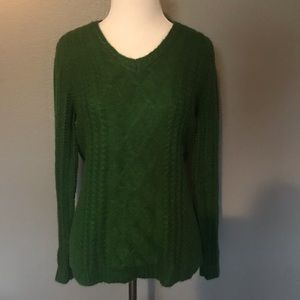 Pendleton Green V-neck Cord Knit Sweater- Like New